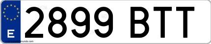 Ejemplo de matrícula española 2899 BTT