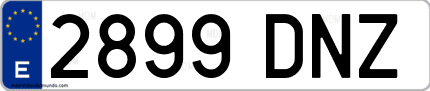 Ejemplo de matrícula de coche ordinaria 2899 DNZ