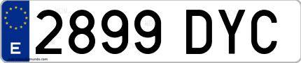 Ejemplo de matrícula de coche ordinaria 2899 DYC