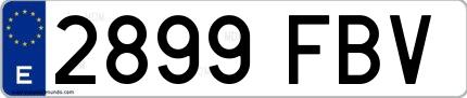 Ejemplo de matrícula española 2899 FBV