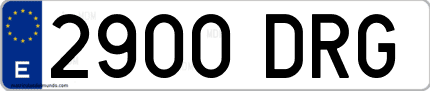 Ejemplo de matrícula de coche ordinaria 2900 DRG