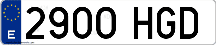 Ejemplo de matrícula de coche ordinaria 2900 HGD
