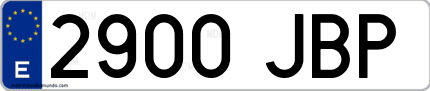 Ejemplo de matrícula de coche ordinaria 2900 JBP