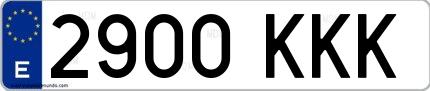 Ejemplo de matrícula española 2900 KKK