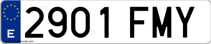 Ejemplo de matrícula de coche ordinaria 2901 FMY