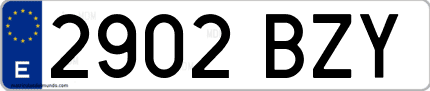 Ejemplo de matrícula de coche ordinaria 2902 BZY