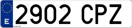 Ejemplo de matrícula española 2902 CPZ
