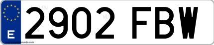 Ejemplo de matrícula española 2902 FBW