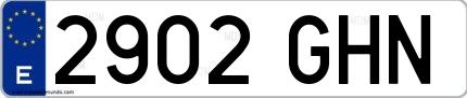 Ejemplo de matrícula española 2902 GHN