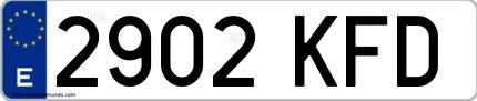 Ejemplo de matrícula española 2902 KFD