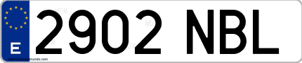 Ejemplo de matrícula de coche ordinaria 2902 NBL