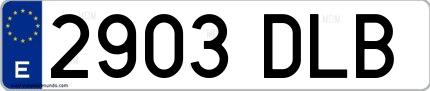Ejemplo de matrícula española 2903 DLB