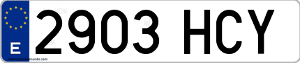 Ejemplo de matrícula de coche ordinaria 2903 HCY