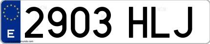 Ejemplo de matrícula de coche ordinaria 2903 HLJ