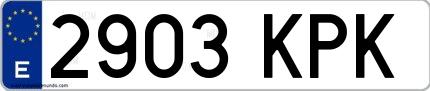 Ejemplo de matrícula española 2903 KPK