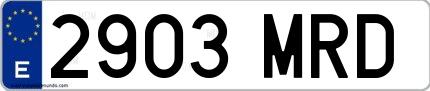Ejemplo de matrícula española 2903 MRD