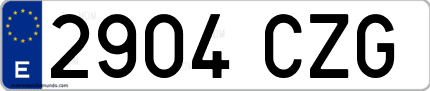 Ejemplo de matrícula de coche ordinaria 2904 CZG