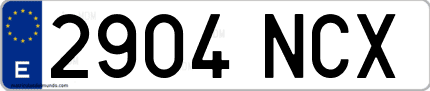 Ejemplo de matrícula de coche ordinaria 2904 NCX