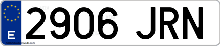 Ejemplo de matrícula de coche ordinaria 2906 JRN
