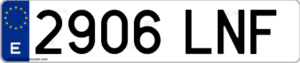 Ejemplo de matrícula de coche ordinaria 2906 LNF