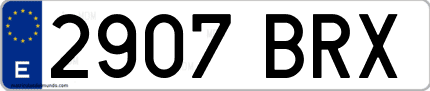 Ejemplo de matrícula de coche ordinaria 2907 BRX