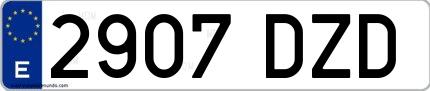 Ejemplo de matrícula española 2907 DZD