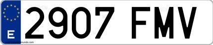 Ejemplo de matrícula española 2907 FMV