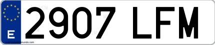 Ejemplo de matrícula española 2907 LFM