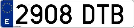 Ejemplo de matrícula española 2908 DTB