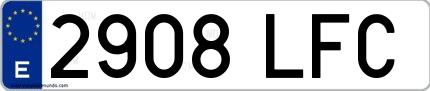 Ejemplo de matrícula española 2908 LFC