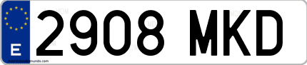 Ejemplo de matrícula de coche ordinaria 2908 MKD