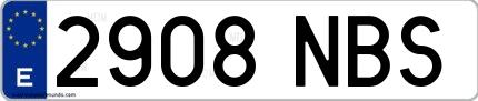 Ejemplo de matrícula española 2908 NBS