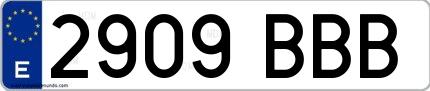 Ejemplo de matrícula de coche ordinaria 2909 BBB
