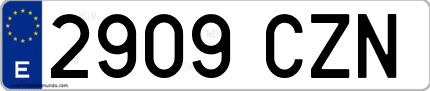 Ejemplo de matrícula de coche ordinaria 2909 CZN