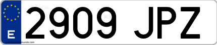 Ejemplo de matrícula de coche ordinaria 2909 JPZ