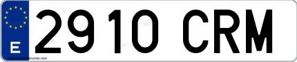 Ejemplo de matrícula española 2910 CRM
