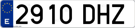 Ejemplo de matrícula de coche ordinaria 2910 DHZ