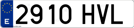 Ejemplo de matrícula de coche ordinaria 2910 HVL