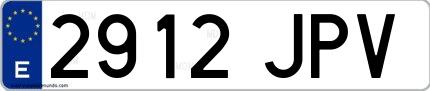 Ejemplo de matrícula española 2912 JPV