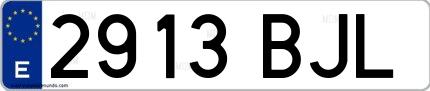 Ejemplo de matrícula española 2913 BJL