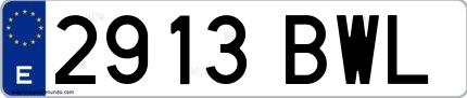 Ejemplo de matrícula española 2913 BWL
