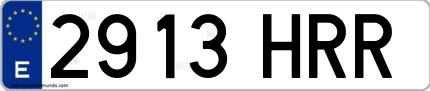 Ejemplo de matrícula española 2913 HRR