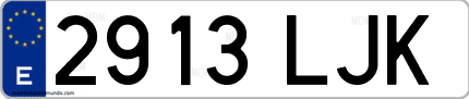 Ejemplo de matrícula de coche ordinaria 2913 LJK