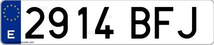Ejemplo de matrícula española 2914 BFJ