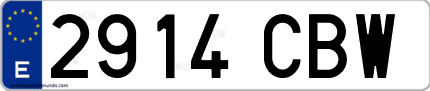 Ejemplo de matrícula de coche ordinaria 2914 CBW