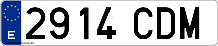 Ejemplo de matrícula de coche ordinaria 2914 CDM