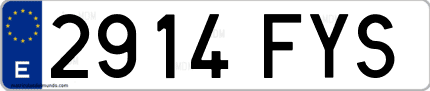 Ejemplo de matrícula de coche ordinaria 2914 FYS