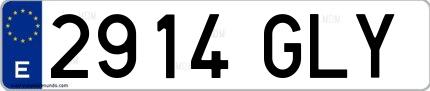 Ejemplo de matrícula española 2914 GLY