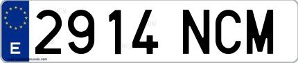 Ejemplo de matrícula española 2914 NCM