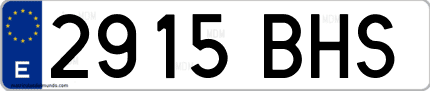 Ejemplo de matrícula de coche ordinaria 2915 BHS